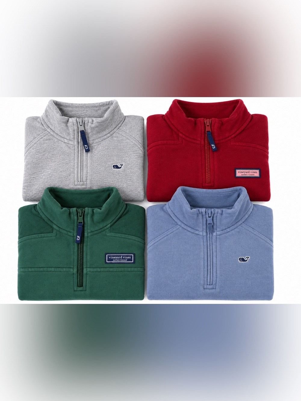 Vineyard Vines Kids 1/4 Zip Sweatshirts in Red, Gray, Green & Light Blue